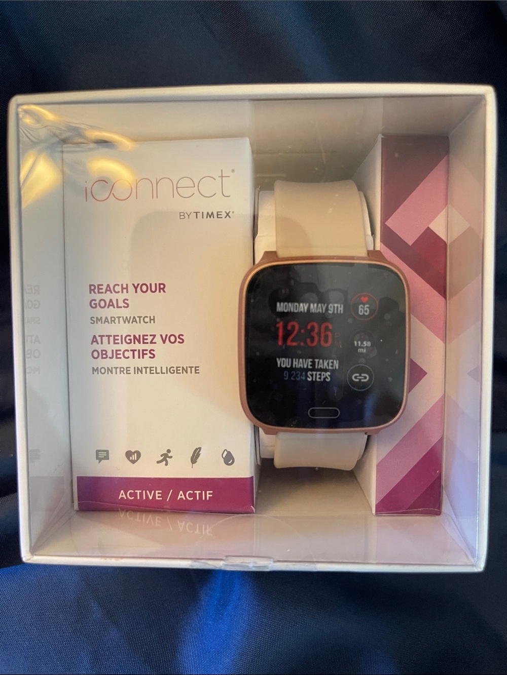 Timex iConnect Smartwatch - Rose Gold Case with Cream Band